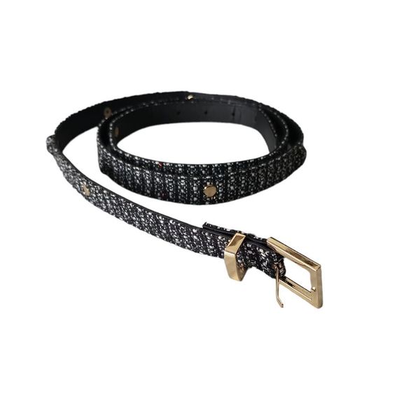 𝅺TORRID Black & White Tweed Skinny Belt Gold Buckle Size Torrid 4 /26/4X NWOT - Picture 4 of 8